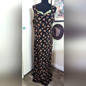VTG 90s Zoe International Floral Dress Whimsigoth Witchy Feminine Cottagecore L